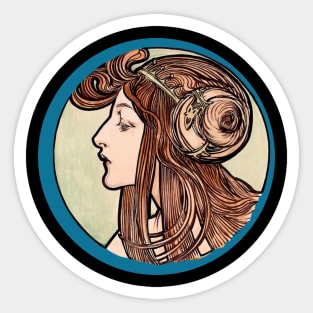 Warrior Woman from Mucha Sticker